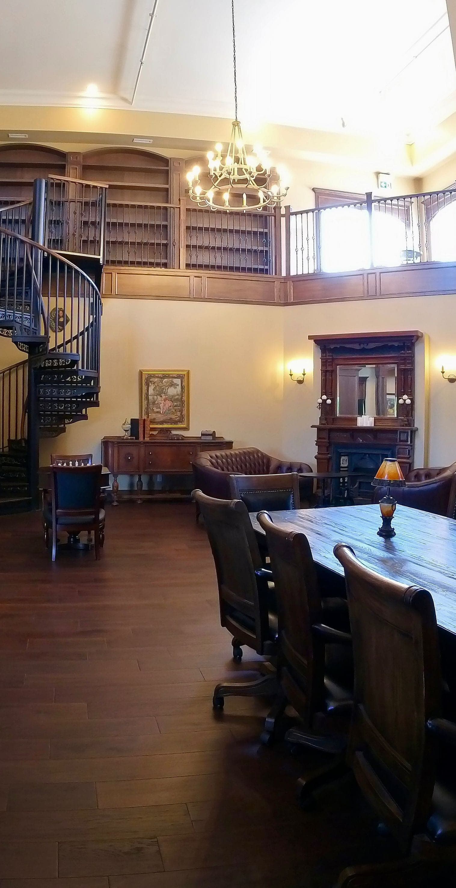 Two-storey party room with library